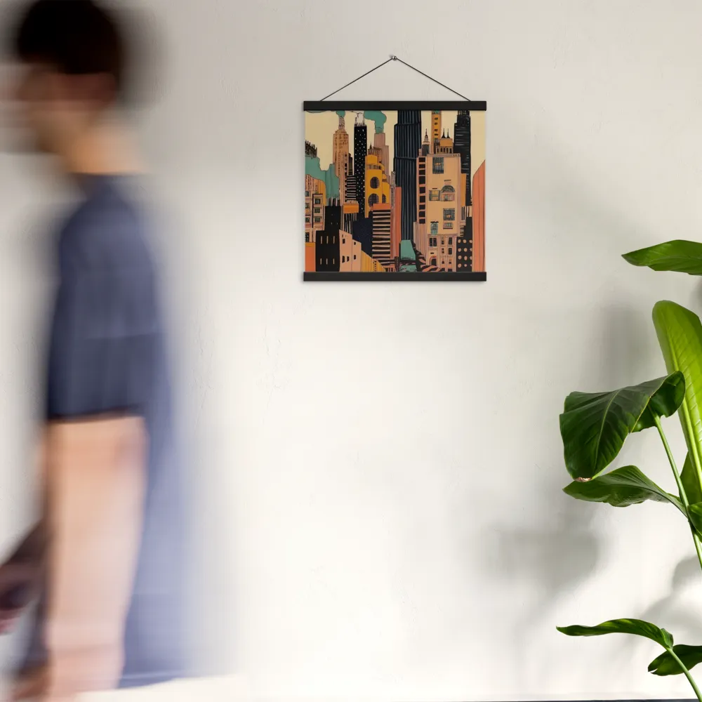 Urban Symphony in Ink | Poster With Black Wood Hanger | 16″×16″
