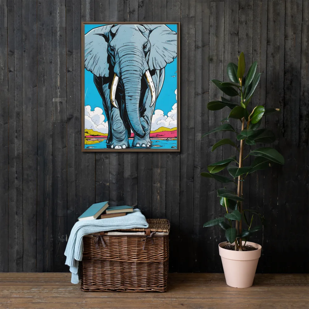 Majestic Presence: The Elephant | Canvas with Brown Frame | 24″×32″