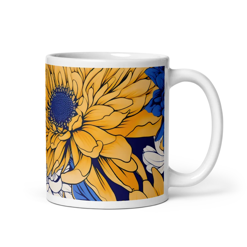 Floral Harmony in Blue and Yellow | Mugs | Multiple Sizes & Colors