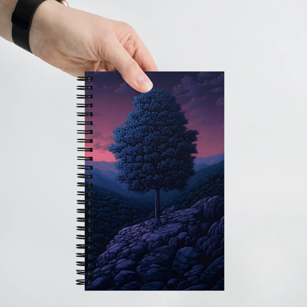 Solitary Sentinel: A Tree at Dusk | Spiral Notebook