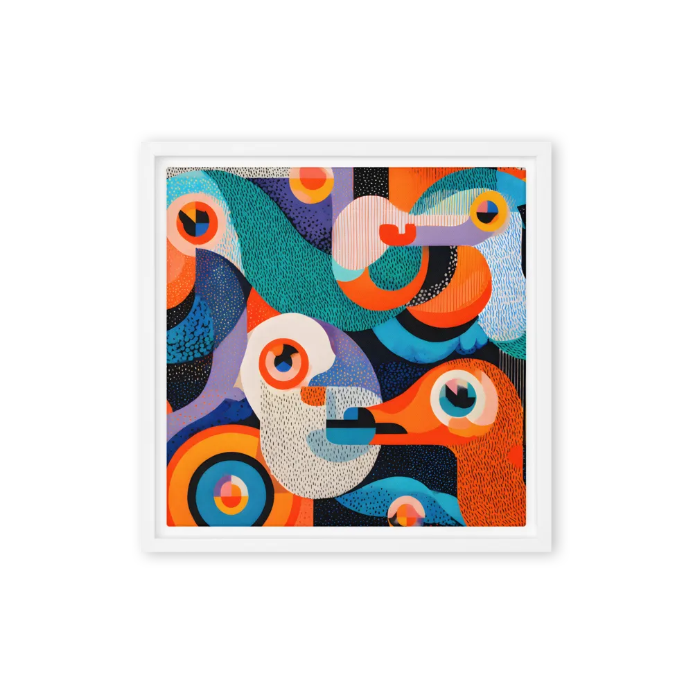 Geometric Avian Whimsy 
 Canvas with White Frame