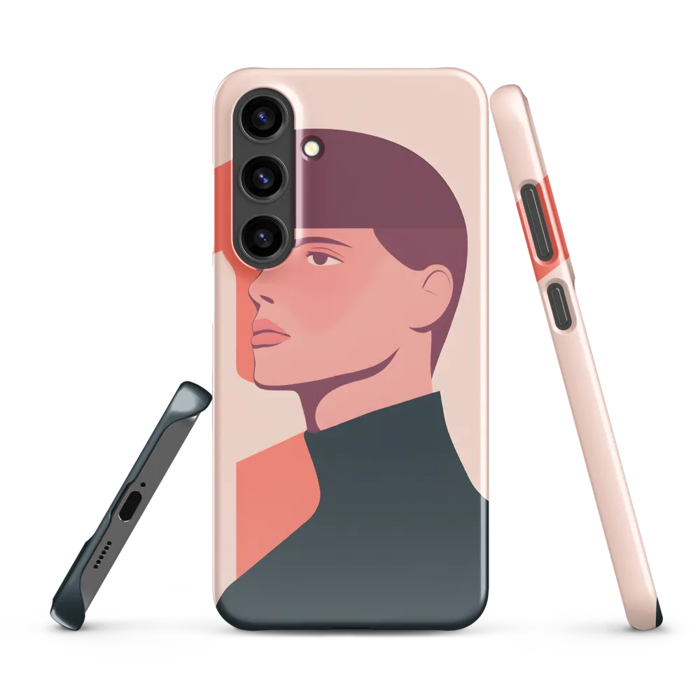Contemplative Portrait in Minimalism | Phone Case |  S24 Plus | Snap Case | Glossy