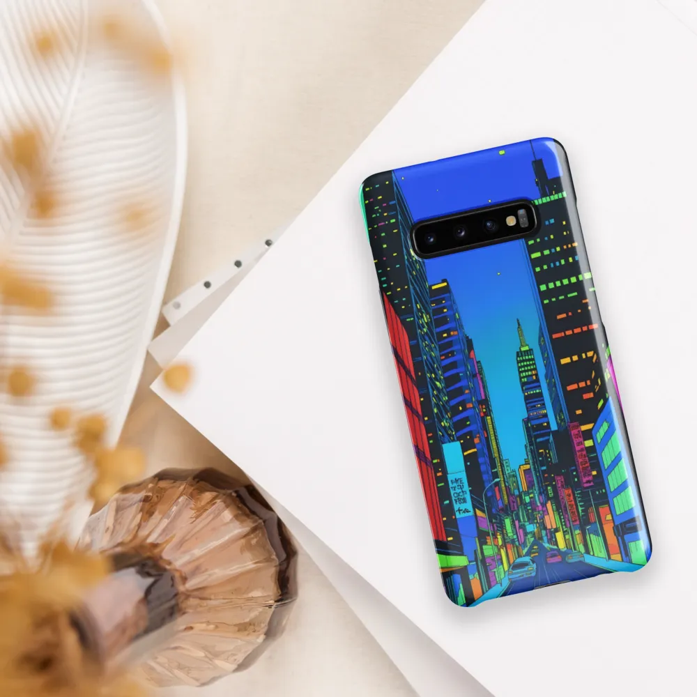 Neon Dreamscape: A Futuristic City at Dusk | Phone Case |  S10 Plus | Snap Case | Glossy