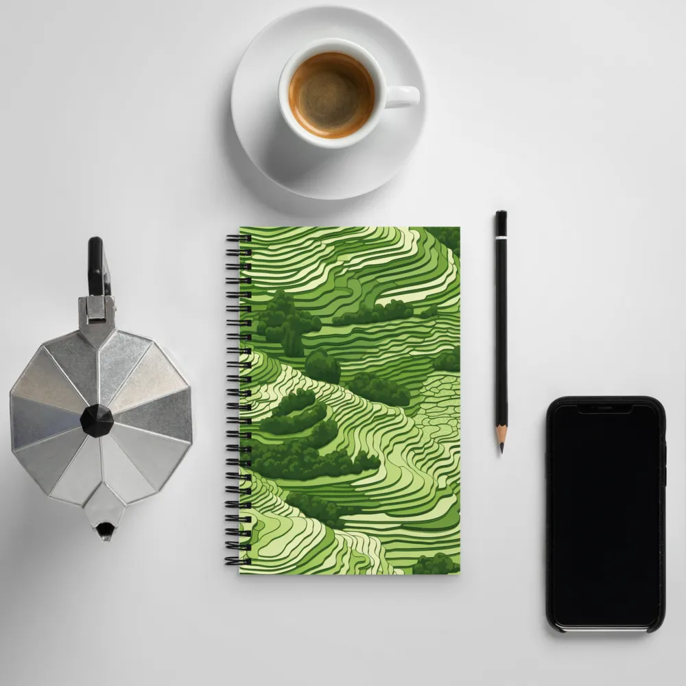 Waves of Green: An Abstract Landscape | Spiral Notebook