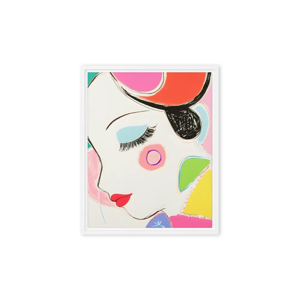 Whimsical Portrait in Colorful Abstraction | Canvas with White Frame | 8″×10″