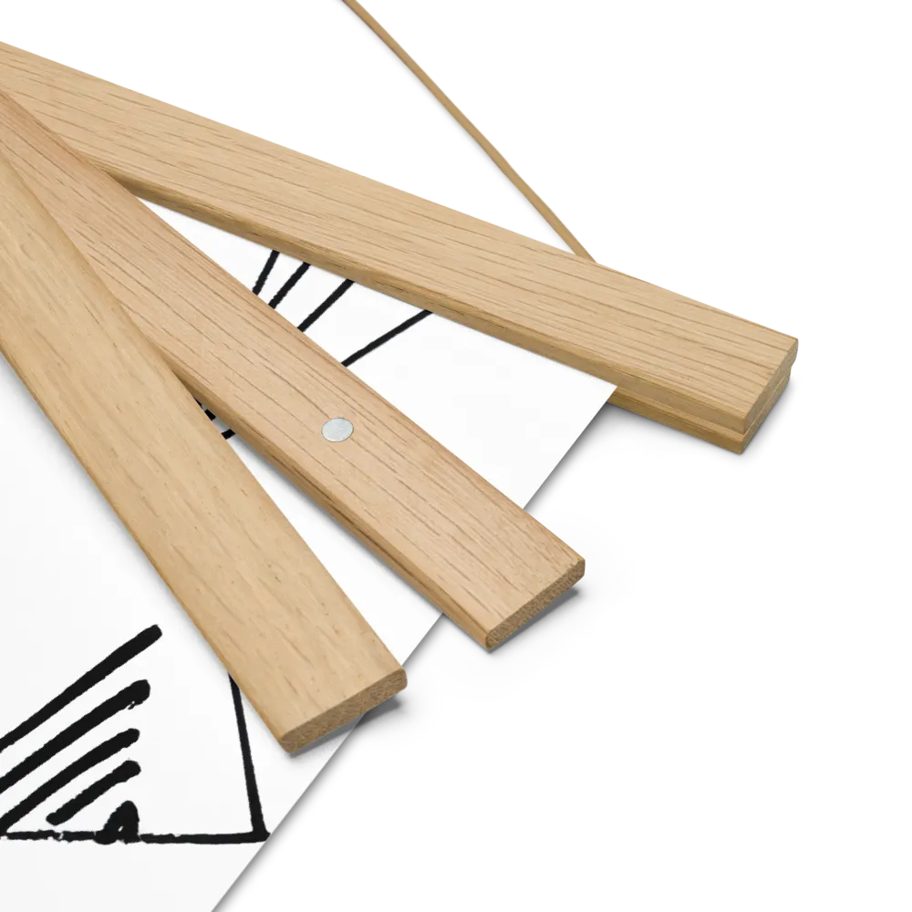 Dynamic Geometry in Ink | Poster With Oak Wood Hanger | 14″×14″