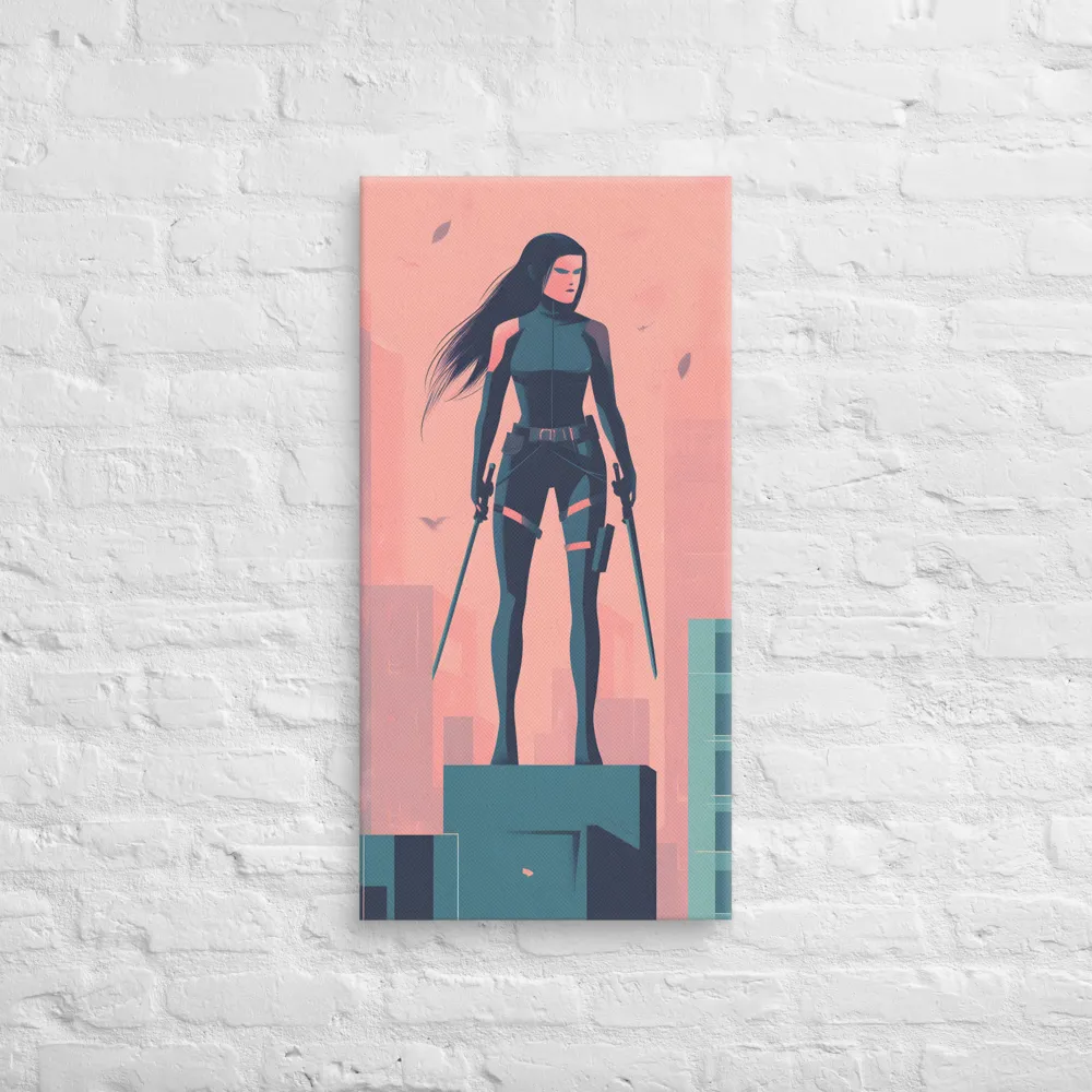 Urban Sentinel: A Warrior's Stand | Canvas | 16″×32″