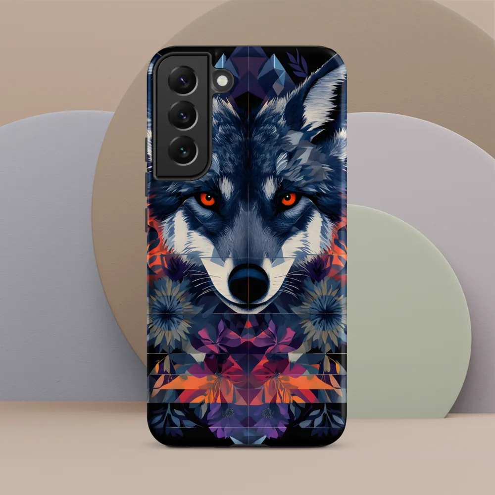 Mystical Wolf Amidst Floral Geometry