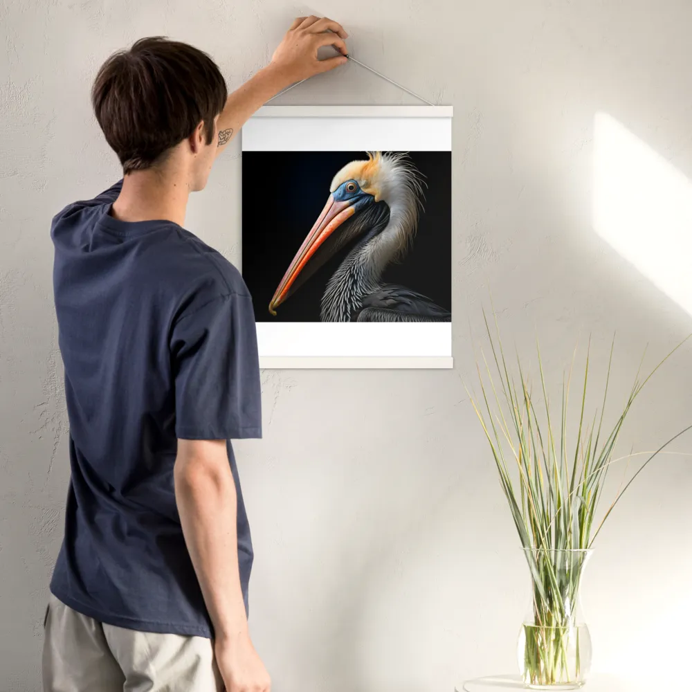 Majestic Portrait of a Pelican | Poster With White Wood Hanger | 16″×20″