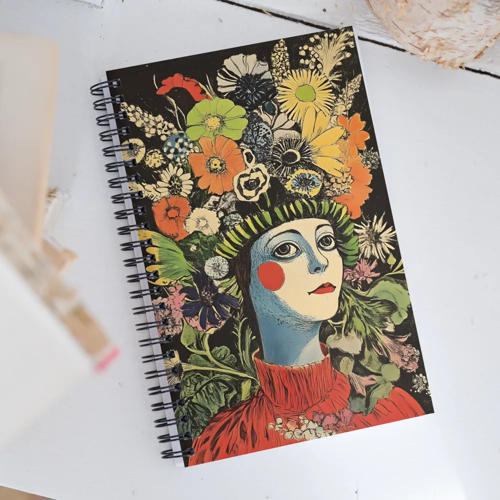 Floral Whimsy: A Portrait of Nature's Embrace | Spiral Notebook