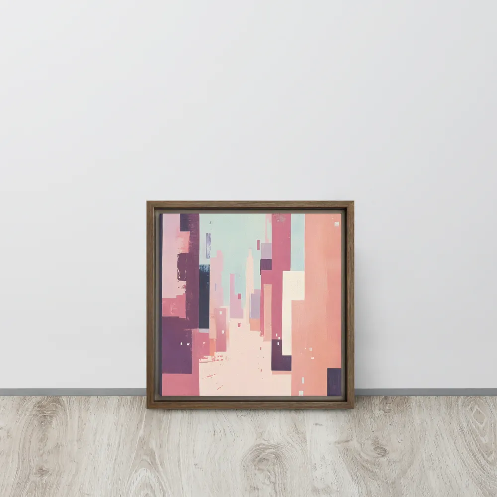 Tranquil Cityscape | Canvas with Brown Frame | 12″×12″
