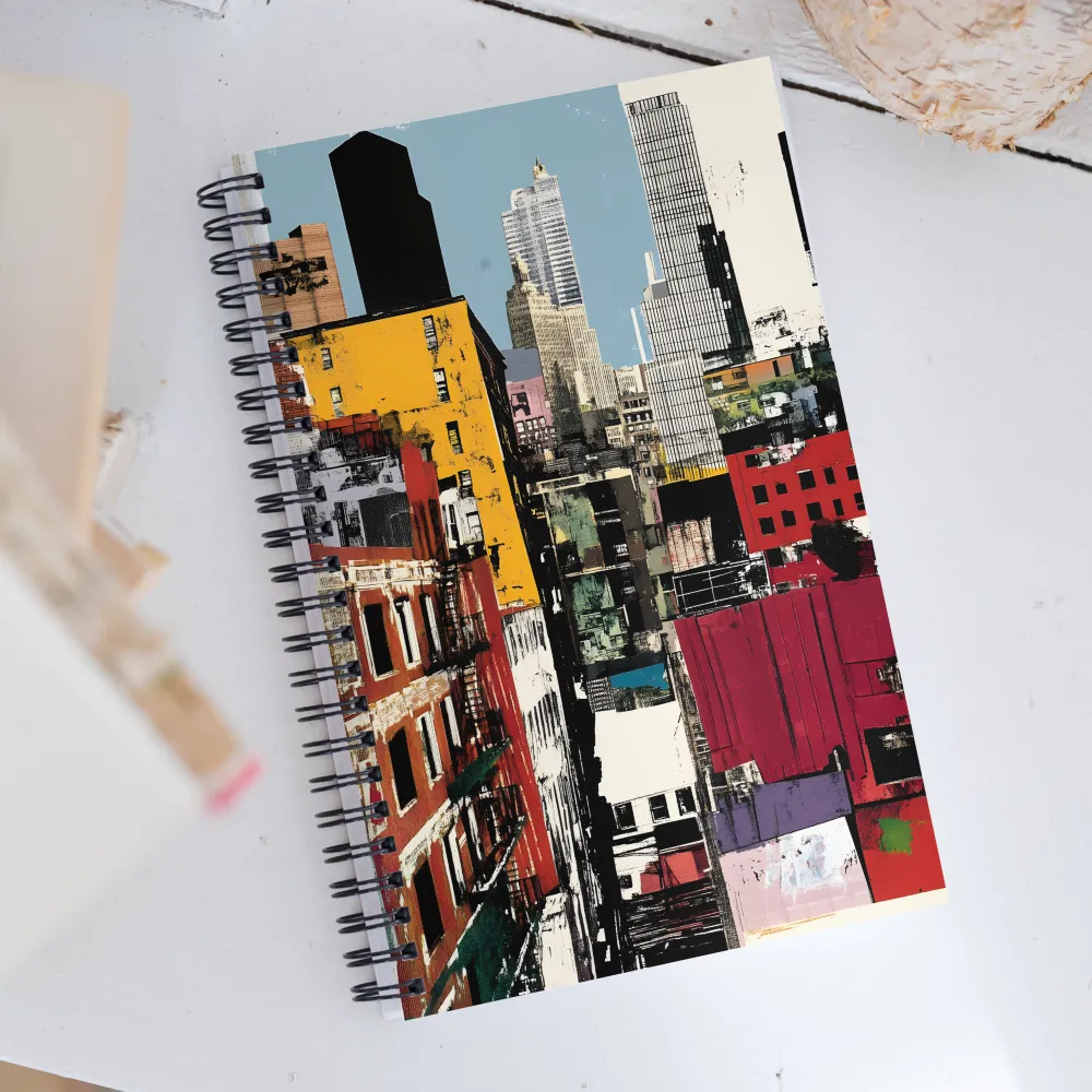 Urban Collage: A Vivid Cityscape | Spiral Notebook