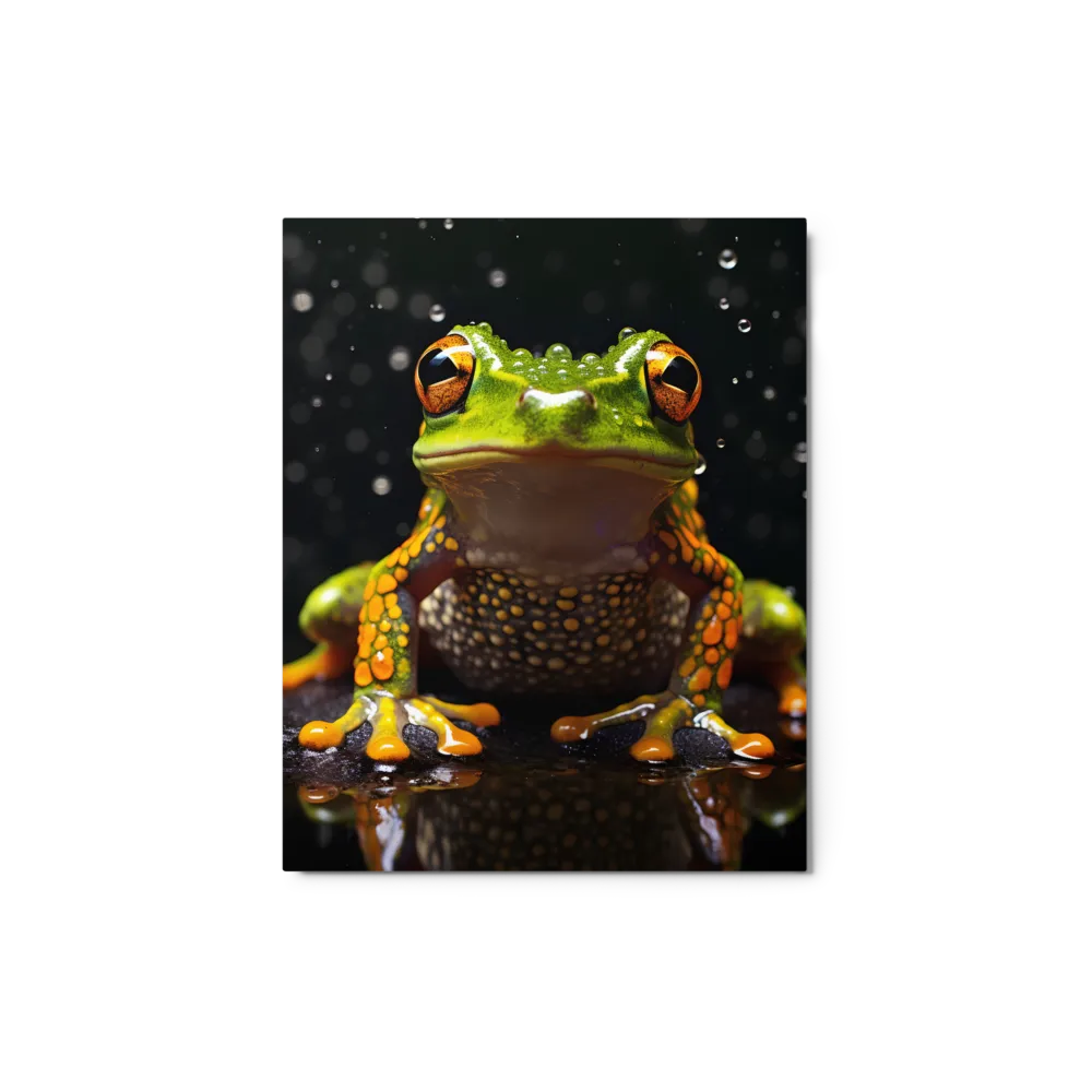 Emerald Elegance: The Frog in Focus | Metal Print | 8″×10″