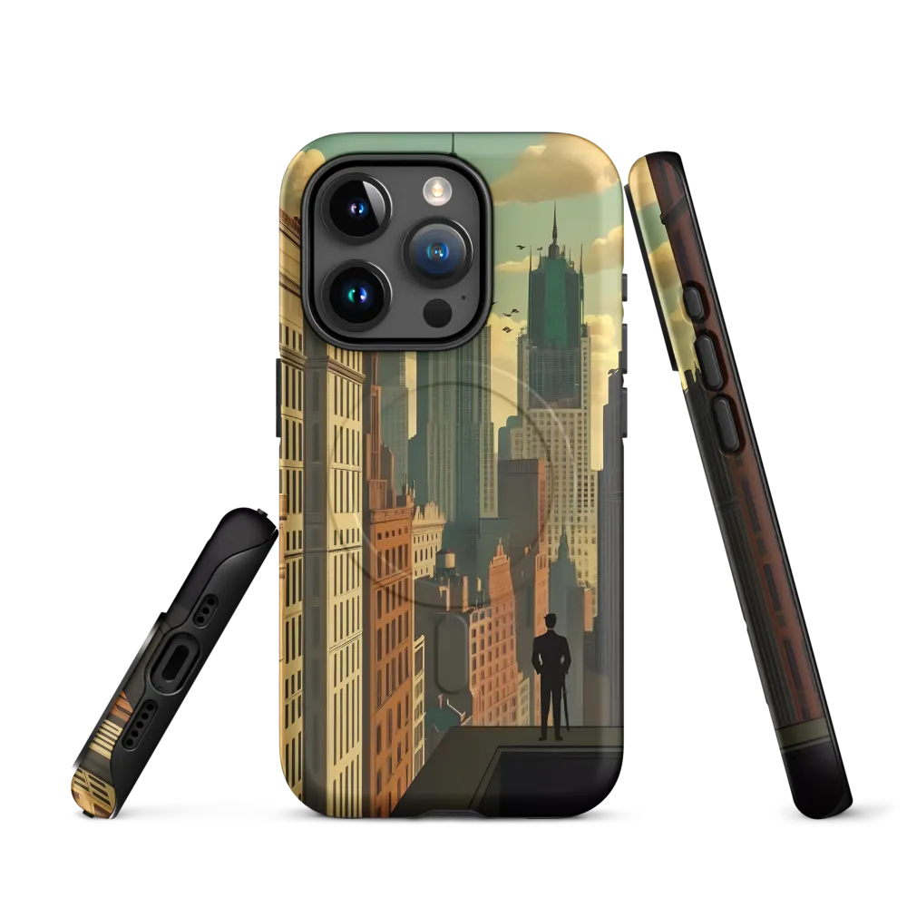 Urban Dreams: A Silhouette in Art Deco Cityscape