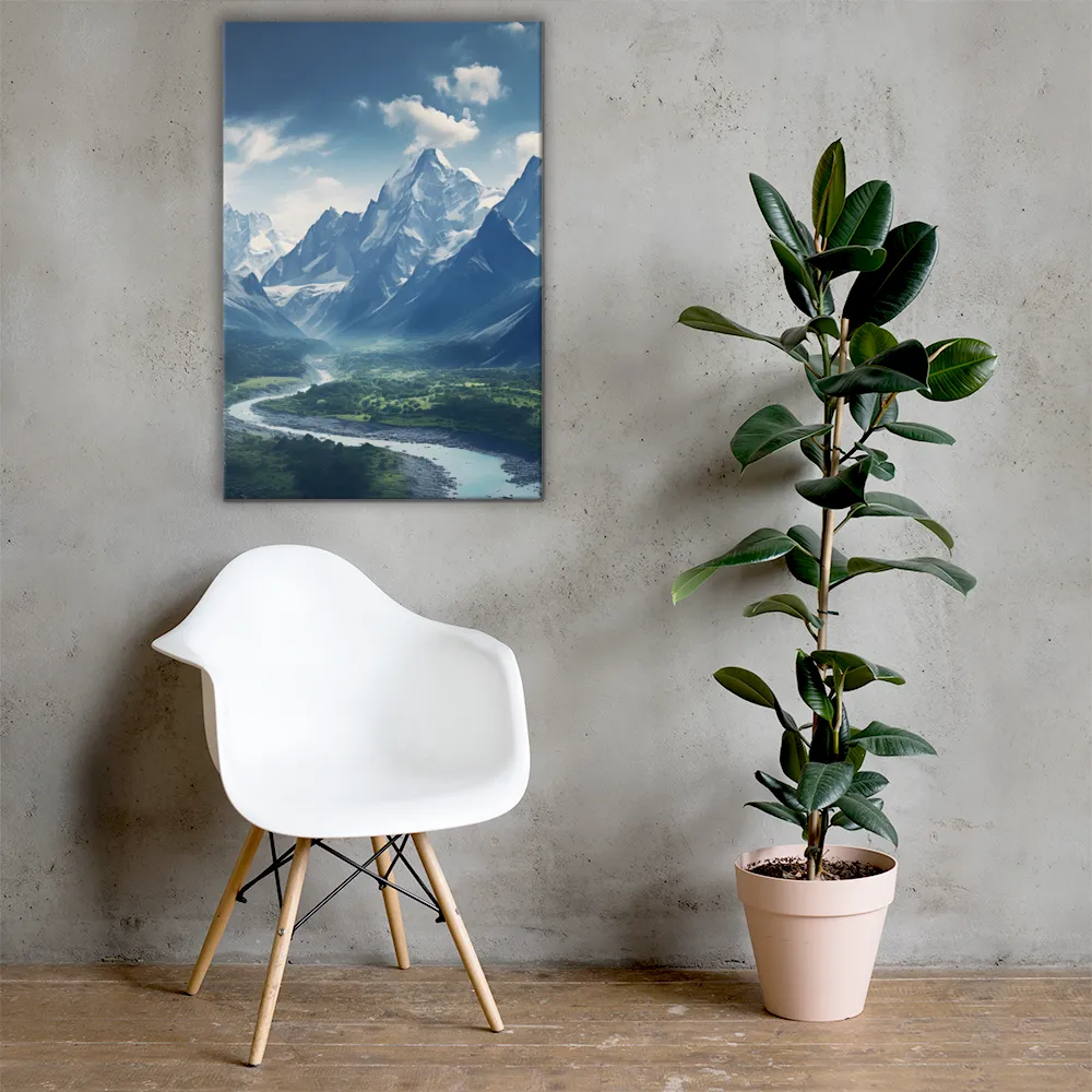 Majestic Serenity: A Landscape of Mountains and Rivers | Canvas | 24″×36″