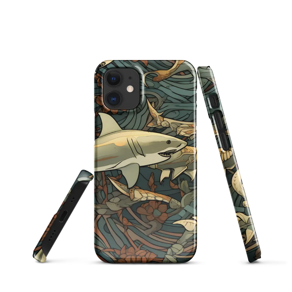 Dynamic Harmony of Sharks and Flora | Phone Case |  12 Mini | Snap Case | Glossy