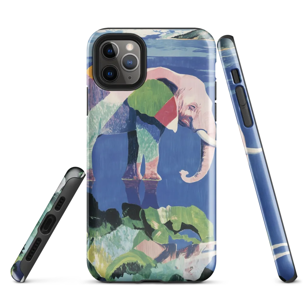 Serenity in Color: The Elephants of Reflection | Phone Case |  11 Pro Max | Tough Case | Glossy