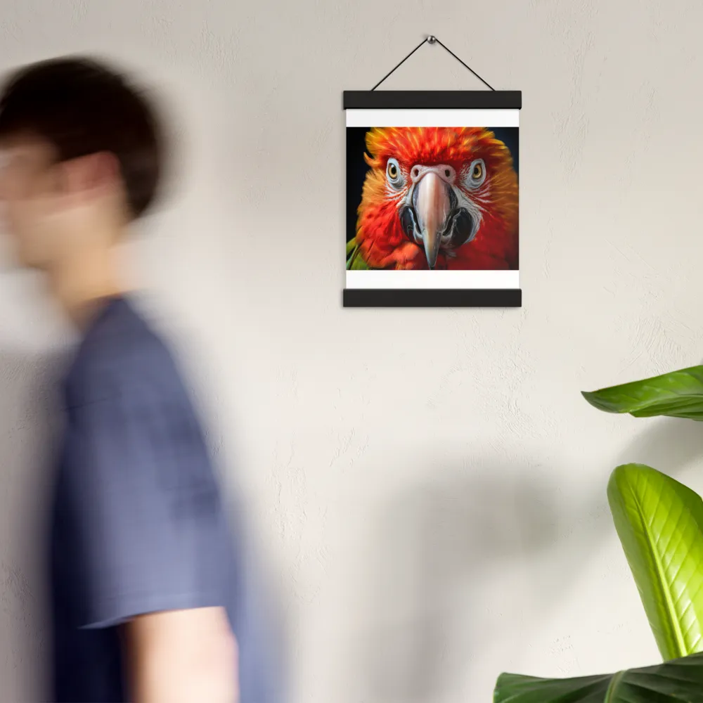 The Fiery Gaze of the Parrot | Poster With Black Wood Hanger | 8″×10″