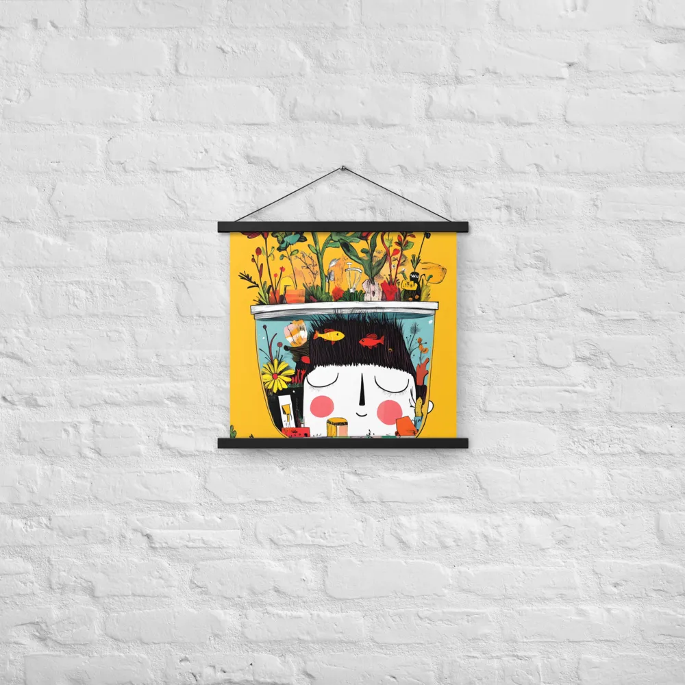 Whimsical Garden Head | Poster With Black Wood Hanger | 18″×18″