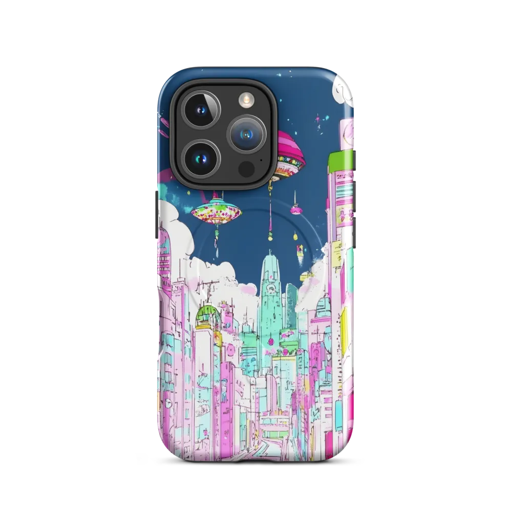 Futuristic Cityscape with Floating Structures | Phone Case |  16 Pro | MagSafe® Tough Case | Glossy