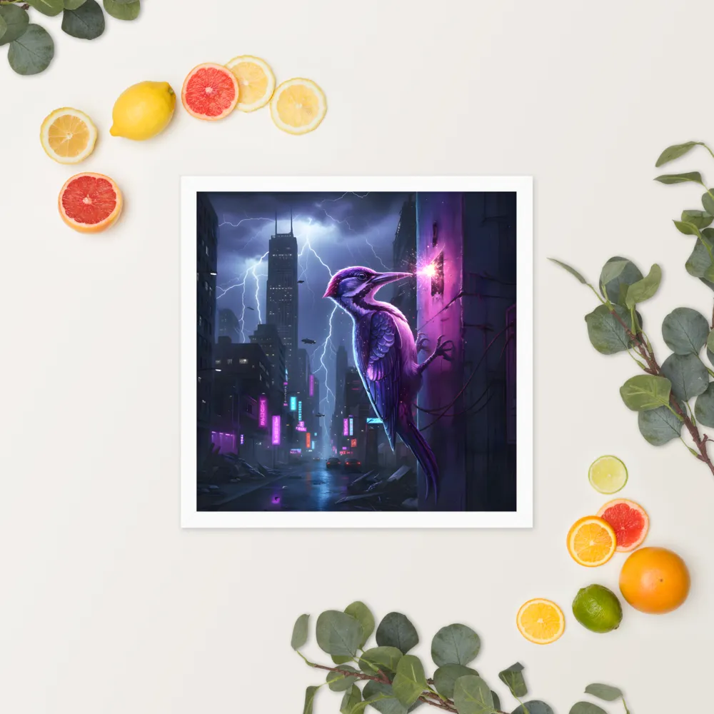 Neon Woodpecker 
 Poster with White Frame | 16″x 16″