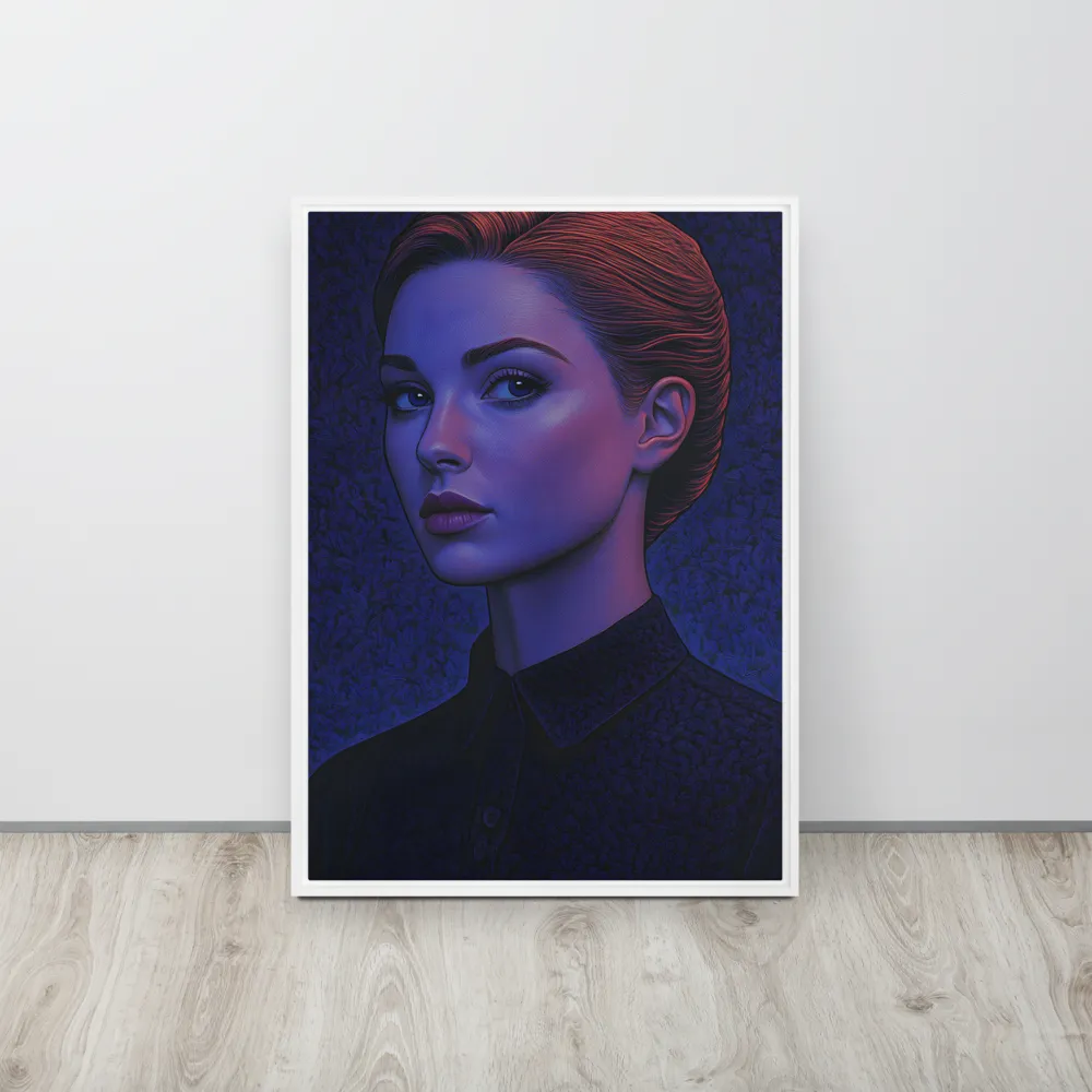 Ethereal Portrait in Blue and Red | Canvas with White Frame | 20″×28″