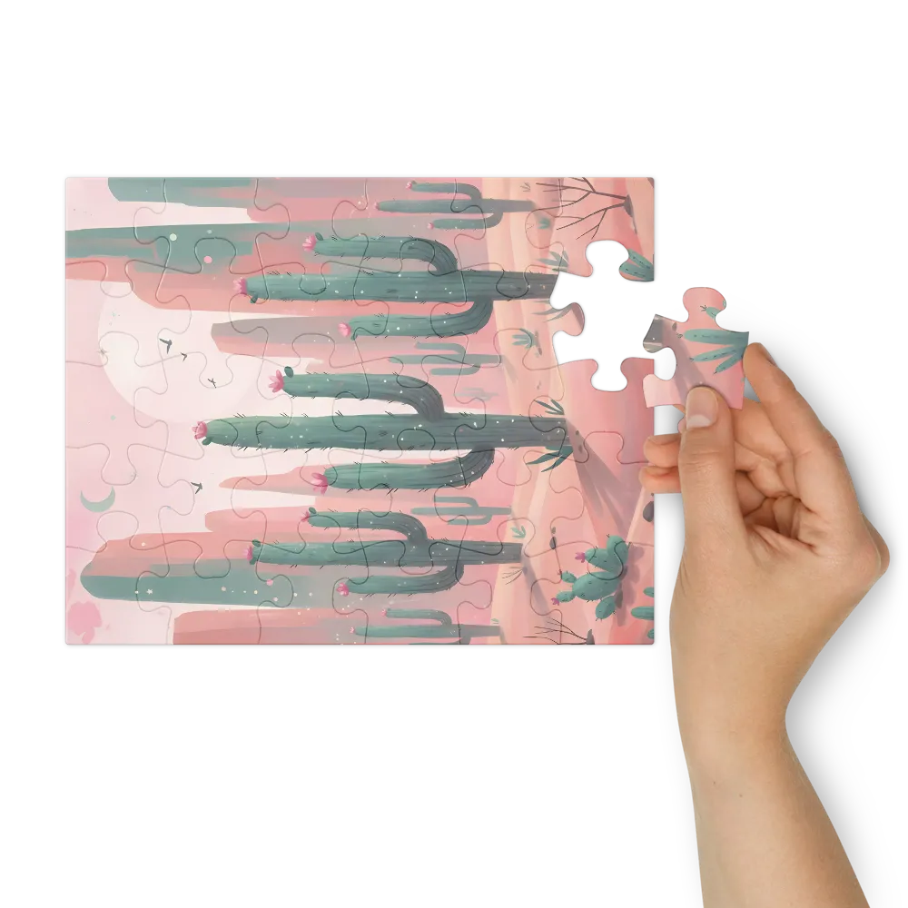 Pastel Cactus Desert 
 Jigsaw Puzzle in Tin Box