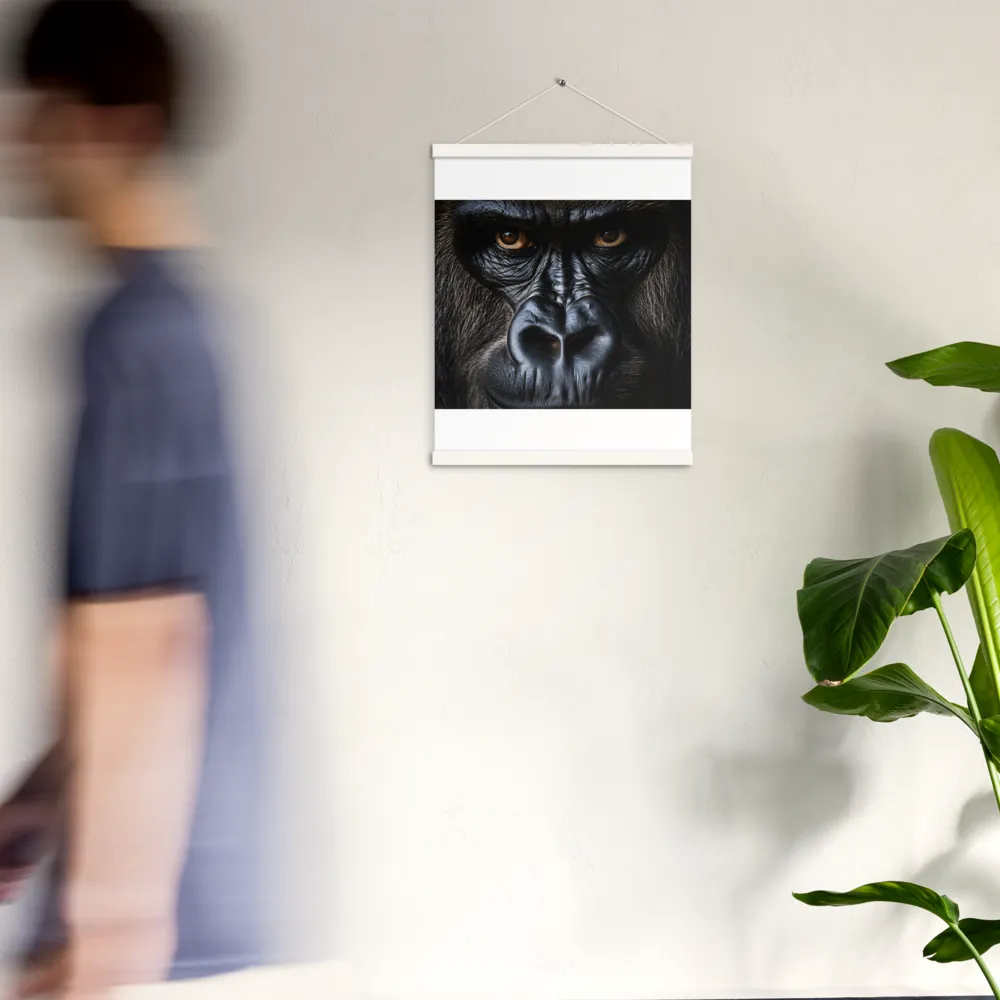 Gaze of the Wild: A Gorilla's Portrait | Poster With White Wood Hanger | 16″×20″