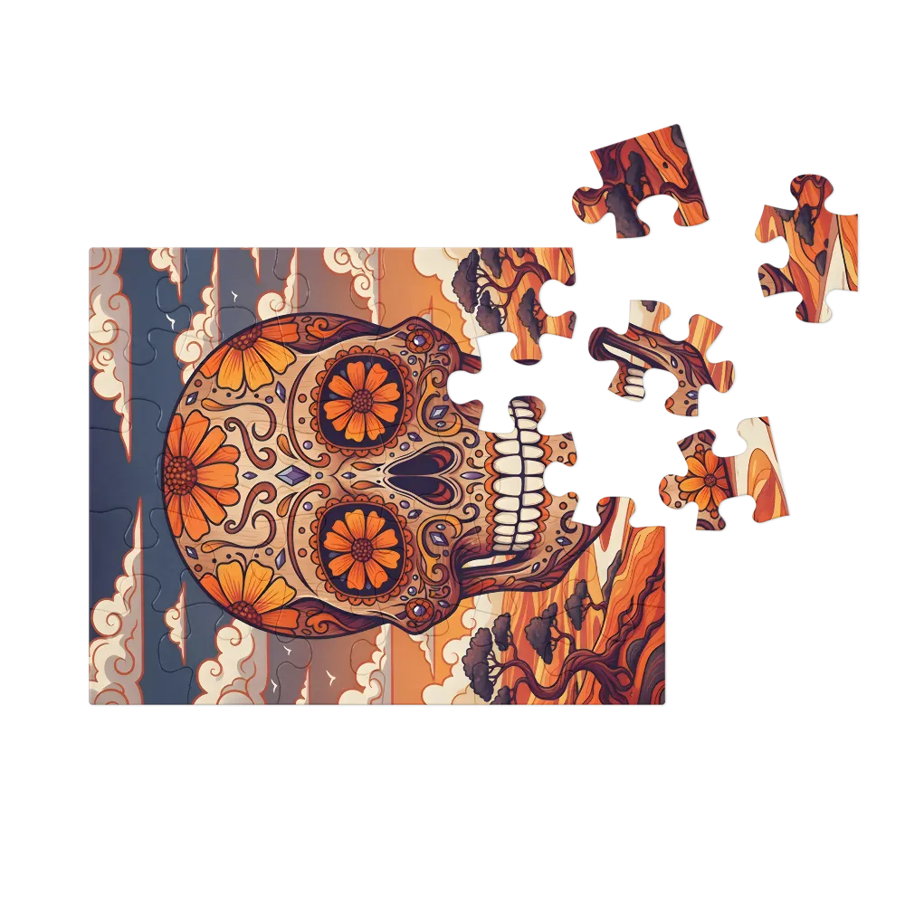 Floral Sugar Skull 
 Jigsaw Puzzle in Tin Box