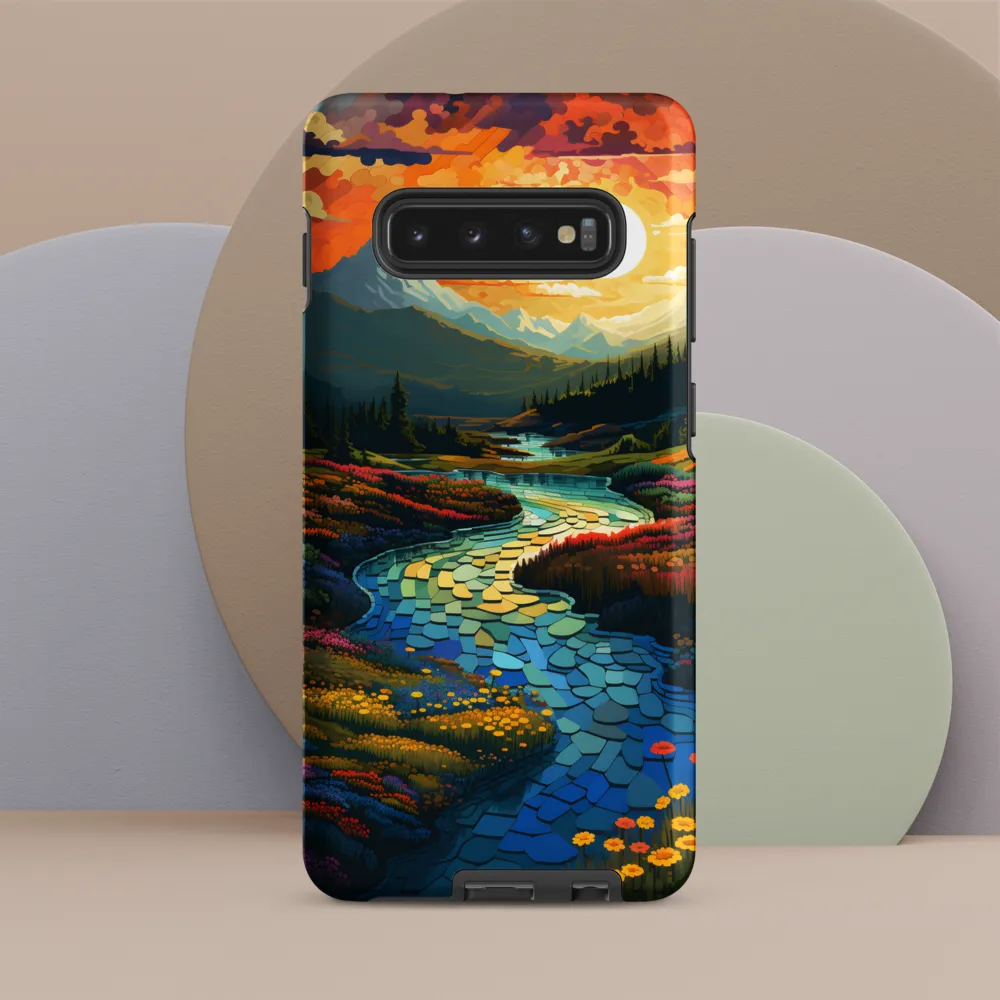 Serenity in Sunset: A Winding River's Embrace