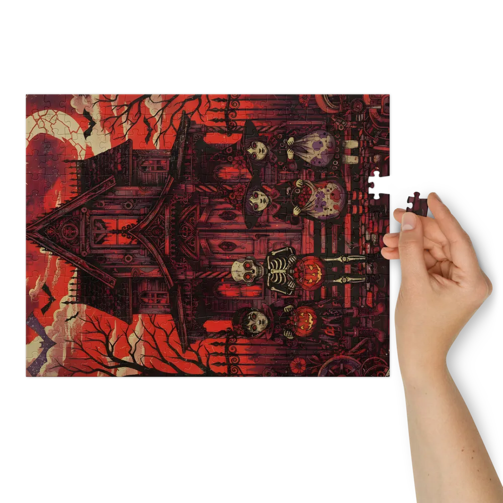Haunted Trick-or-Treat 
 Jigsaw Puzzle in Tin Box