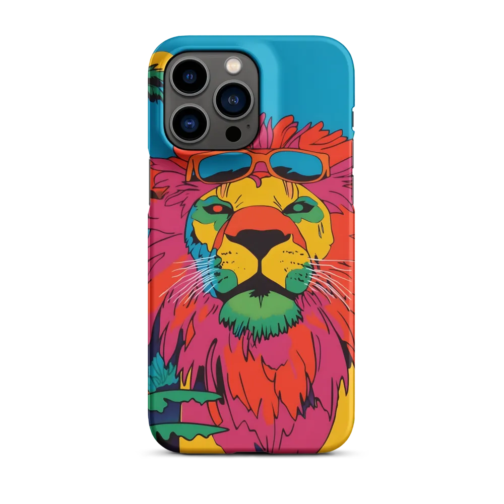 Lion with Sunglasses: A Vibrant Tropical Portrait | Phone Case |  14 Pro Max | Snap Case | Matte