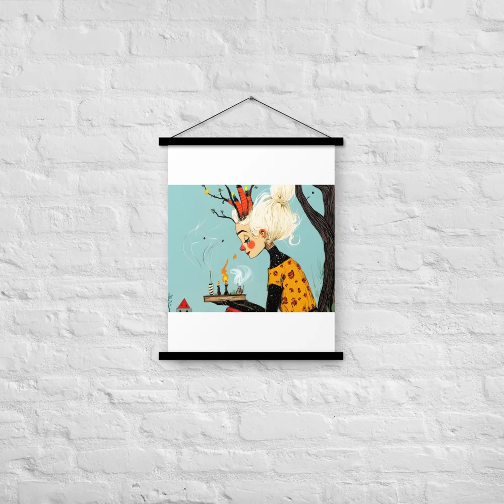 Whimsical Nature Girl | Poster With Black Wood Hanger | 18″×24″