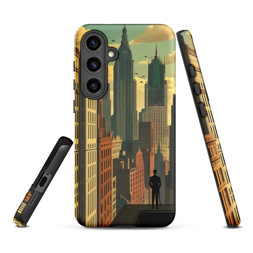 Urban Dreams: A Silhouette in Art Deco Cityscape