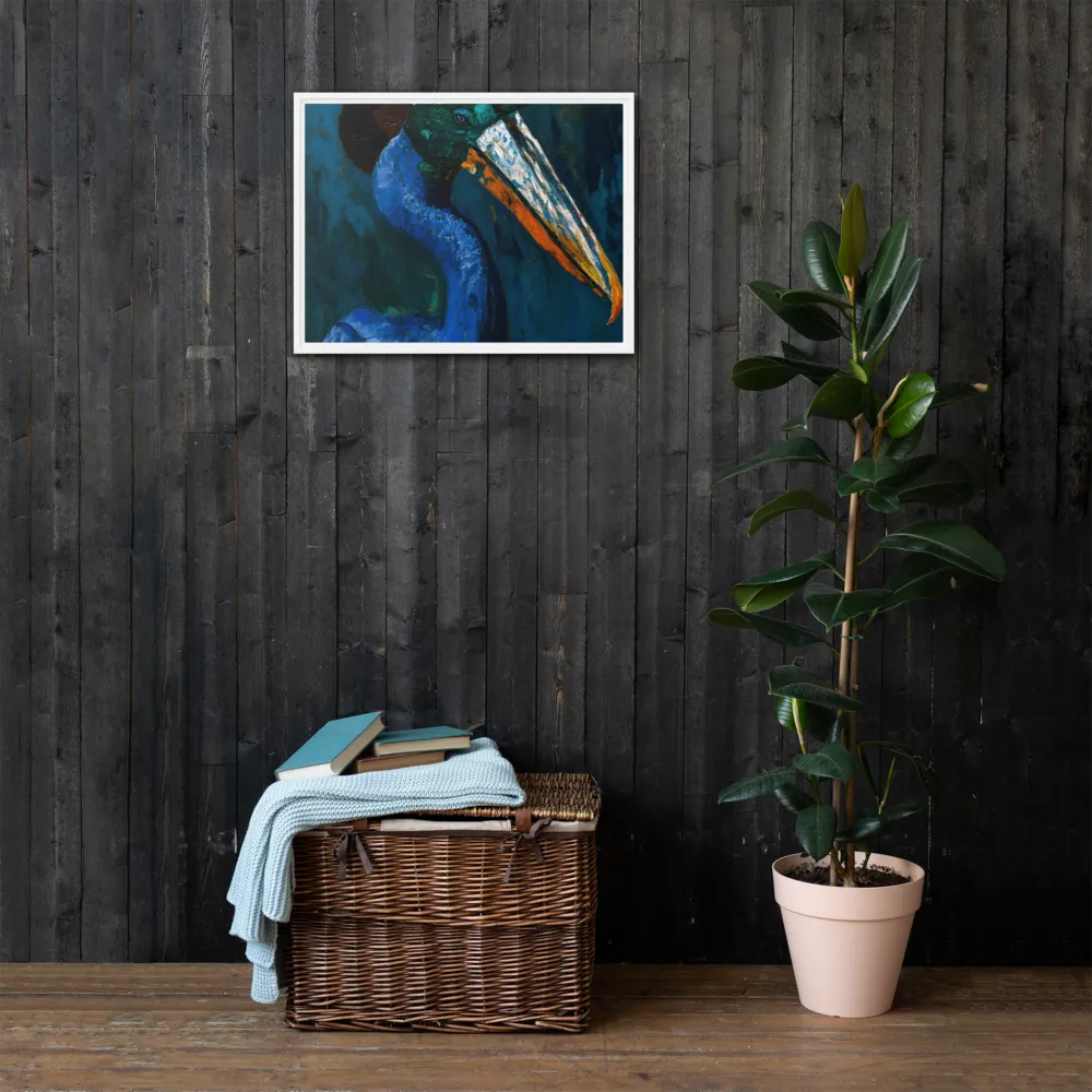 Majestic Absurdity: The Hat-Wearing Bird | Canvas with White Frame | 18″×24″