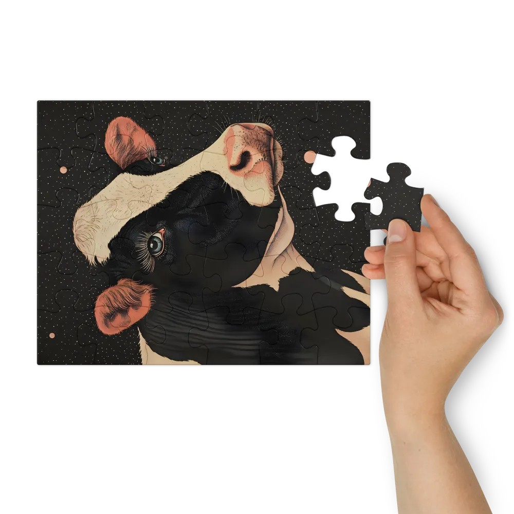 Stipple Cow Portrait 
 Jigsaw Puzzle in Tin Box