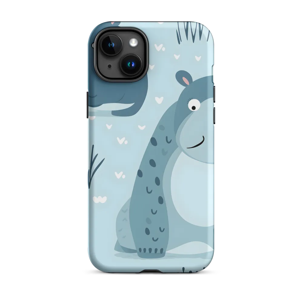Whimsical Hippo Delight | Phone Case |  15 Plus | Tough Case | Matte