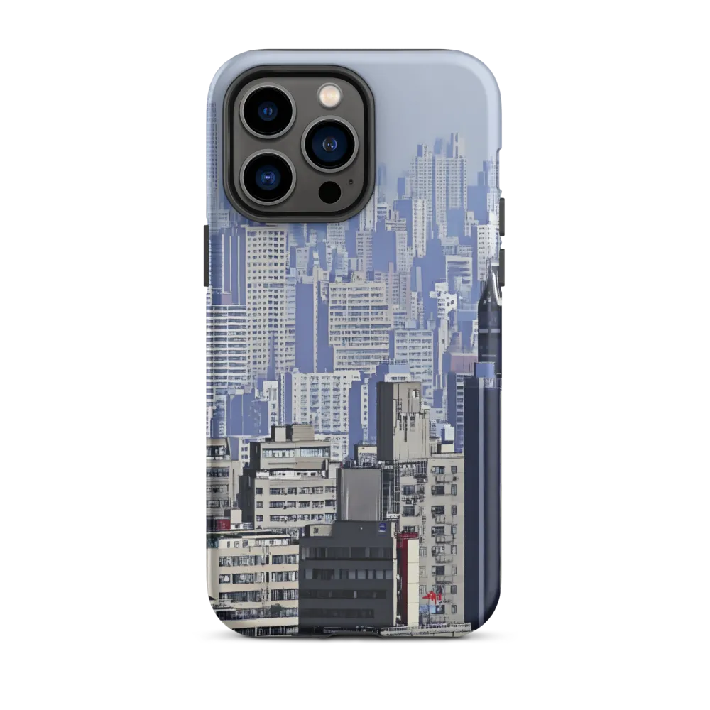 Urban Symphony: A Cityscape in Blues and Grays | Phone Case |  14 Pro Max | Tough Case | Matte