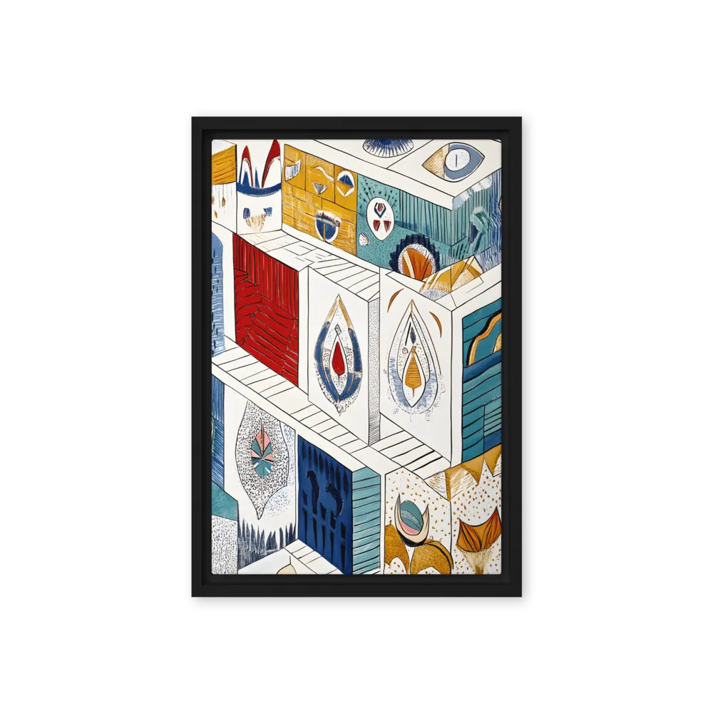 Symphony of Geometric Harmony | Canvas with Black Frame | 12″×18″
