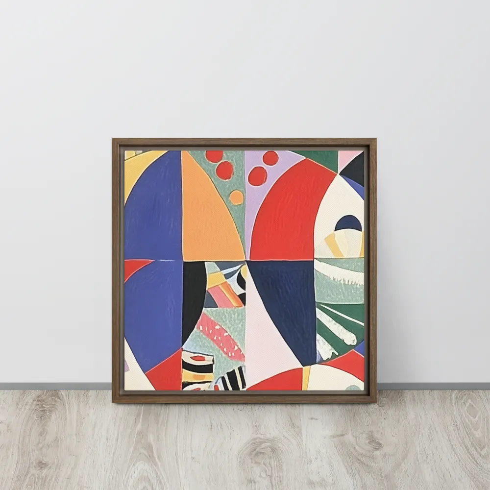 Dynamic Mosaic Symmetry | Canvas with Brown Frame | 16″×16″