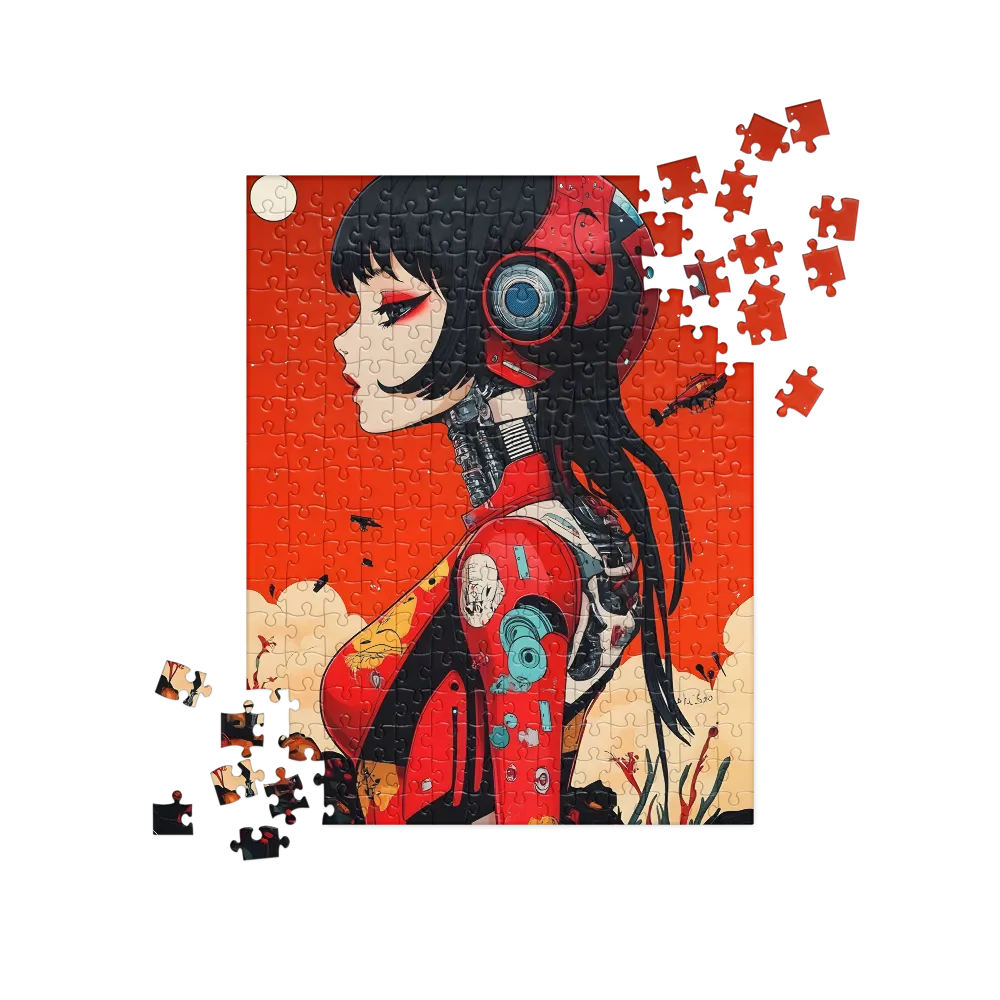 Ethereal Mechanica: A Cyberpunk Portrait | Jigsaw Puzzle | 252/520 pieces