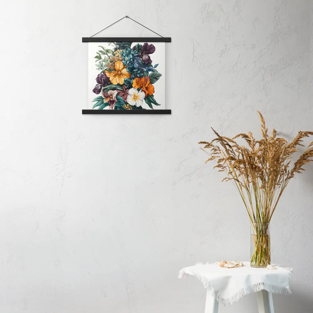 Floral Symphony | Poster With Black Wood Hanger | 14″×14″
