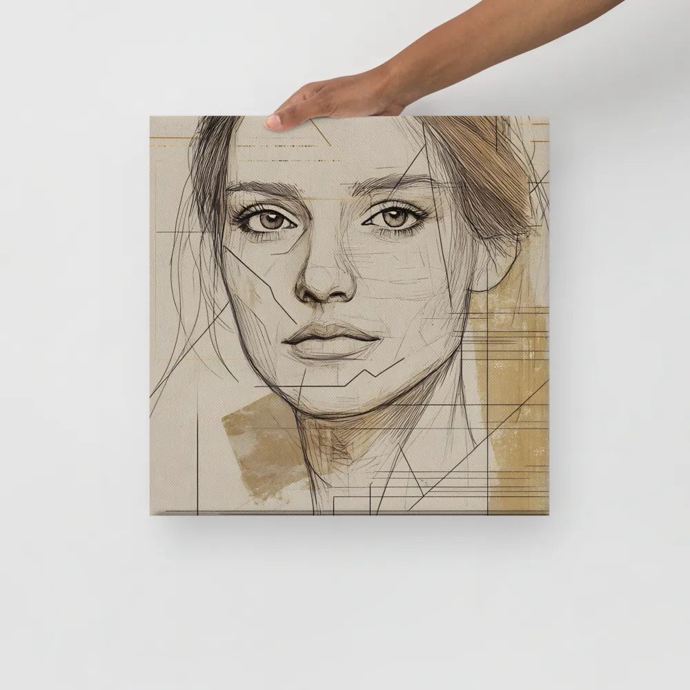 Geometric Elegance: A Modern Portrait | Canvas | 16″×16″