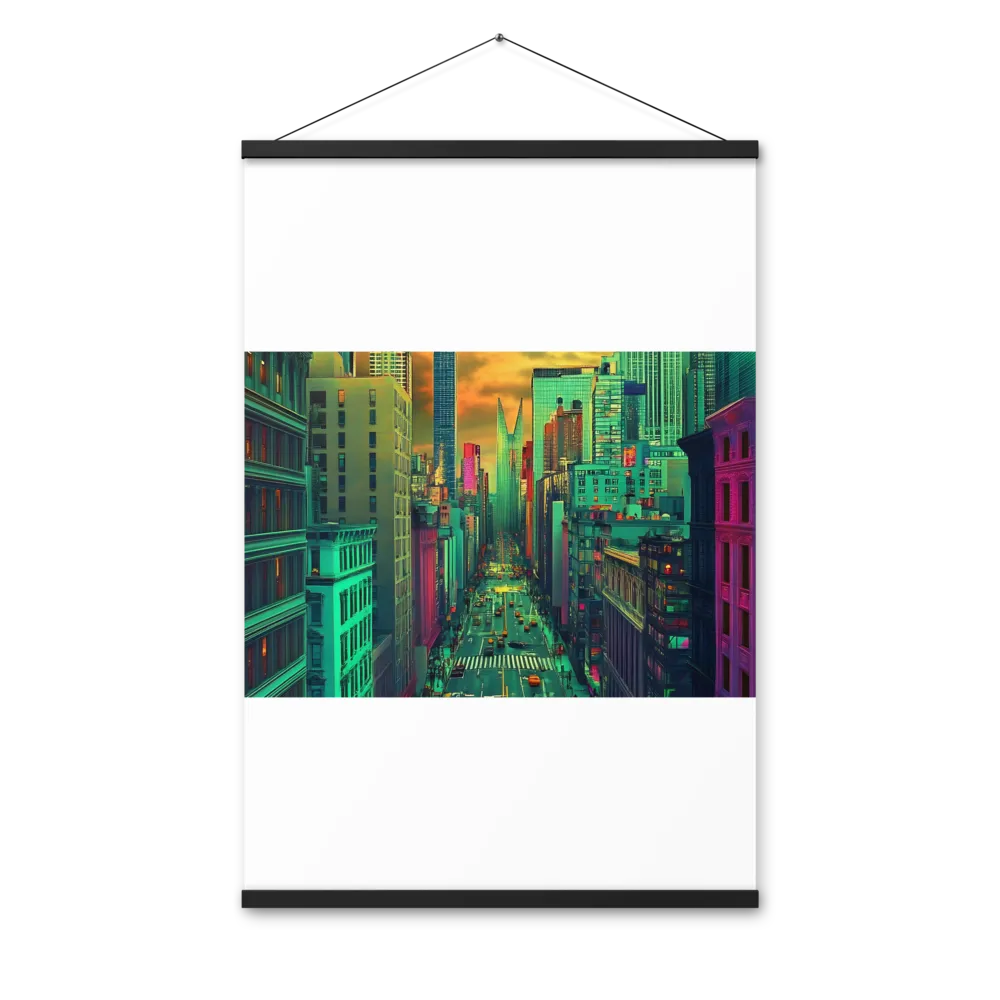 Urban Surrealism: Neon Dreams | Poster With Black Wood Hanger | 24″×36″