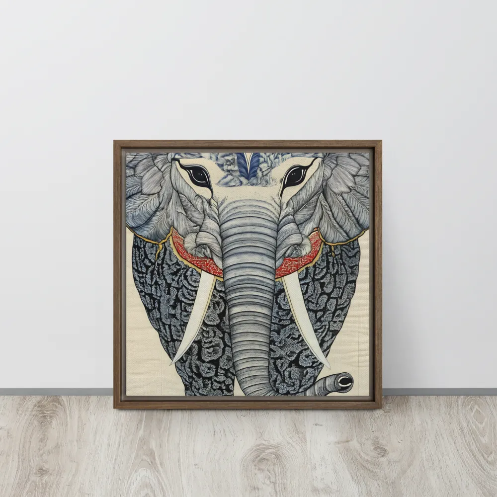 Majesty of the Elephant | Canvas with Brown Frame | 16″×16″