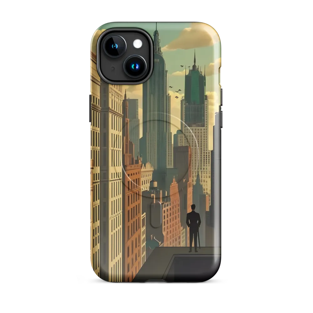 Urban Dreams: A Silhouette in Art Deco Cityscape