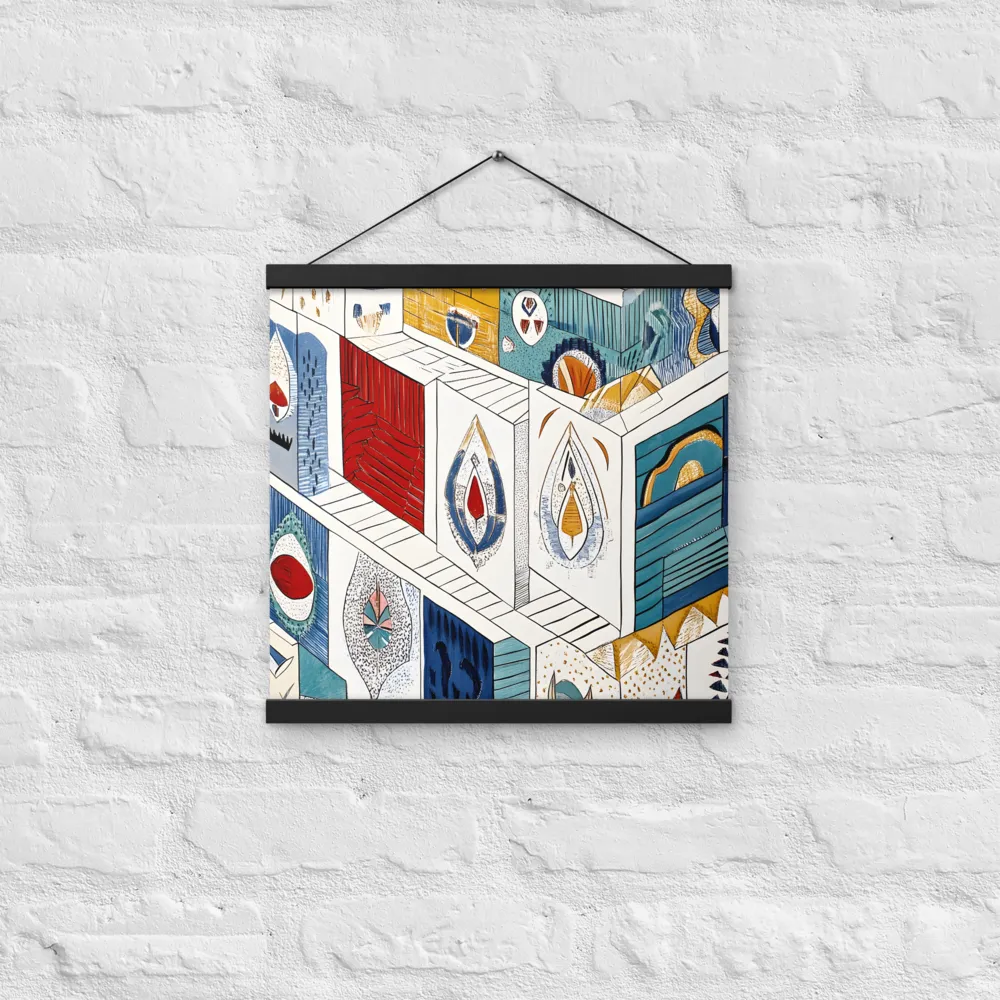 Symphony of Geometric Harmony | Poster With Black Wood Hanger | 16″×16″
