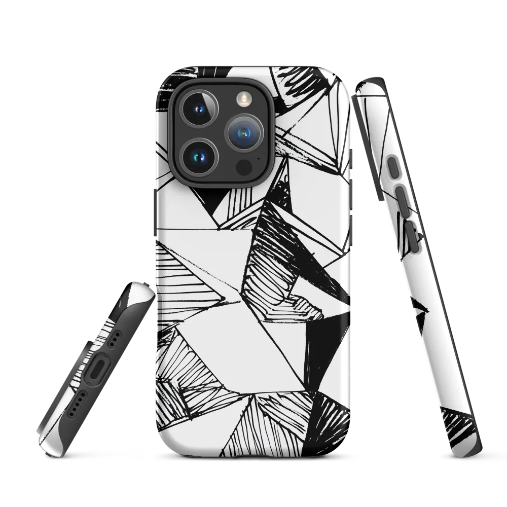 Dynamic Geometry in Ink | Phone Case |  16 Pro | Tough Case | Matte
