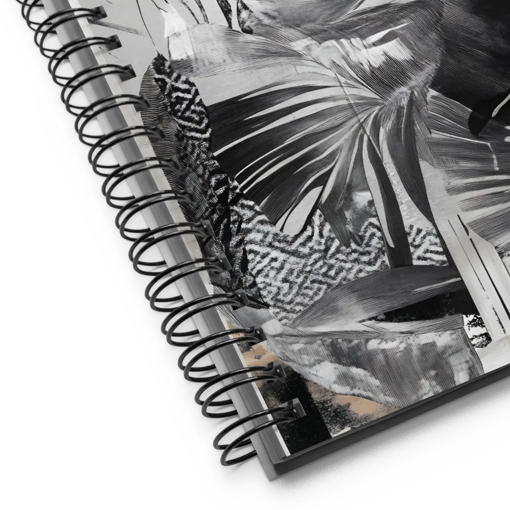 Monochrome Serenity in Tropical Foliage | Spiral Notebook