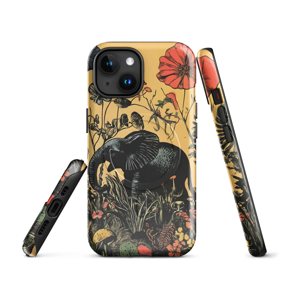 Floral Majesty: The Elephant's Sanctuary | Phone Case |  15 | MagSafe® Tough Case | Glossy